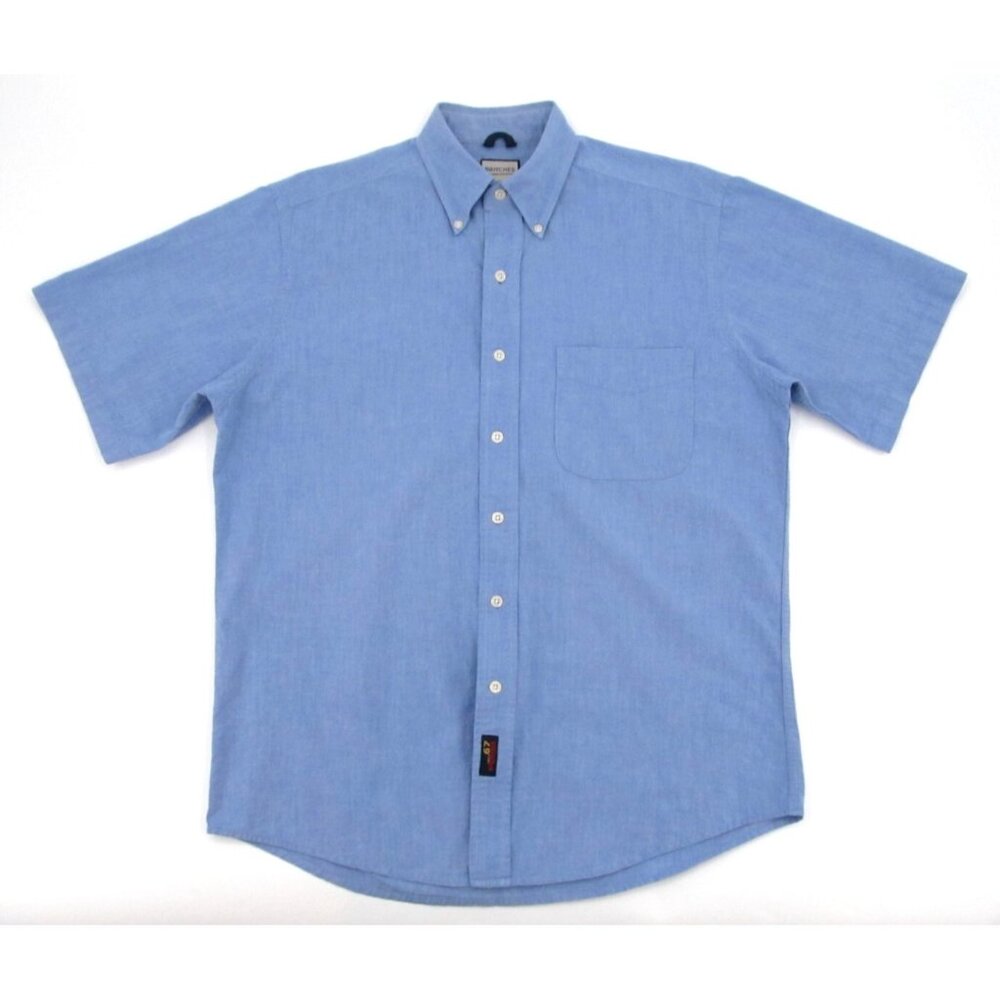 Vintage 90s Britches of Georgetowne Shirt Mens Medium Blue Chambray Button Down